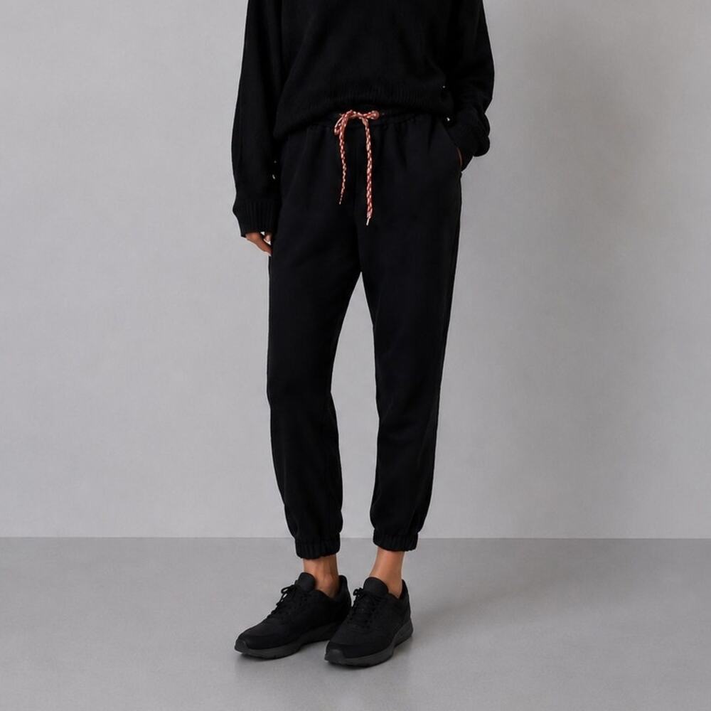 Burberry Drawstring Sweatpants 8019991/69F Womens M Black Cotton Tapered Leg